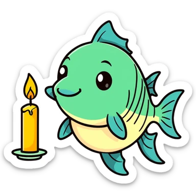 Fish with candle in mouth sticker
