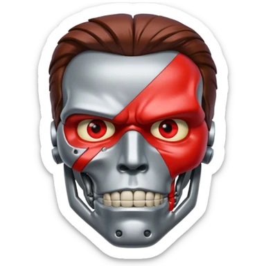 Red eyed half face metal Terminator Arnold Schwarzenegger sticker