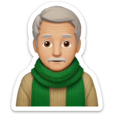 old man with big green scarf and layered sweater sticker