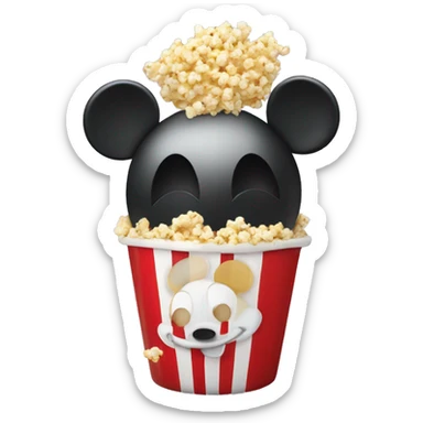 Cue Micky mouse with popcorn on top of its head sticker