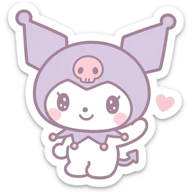 Kuromi character waving, kawaii style, transparent background sticker