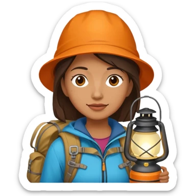 Woman + lantern,Mountain Campers. sticker