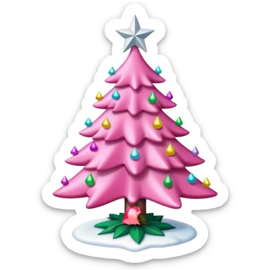 A pink Christmas tree with snow White glitter decorations sticker