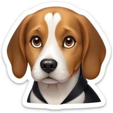Cinematic Noble Beagle Portrait Emoji, Poised and regal, with a compact, sturdy build and a well-groomed coat of white, brown, and black, deep-set soulful hazel eyes, Simplified yet sharp and sophisticated features, highly detailed, glowing with a soft, dignified glow, high shine, intelligent and loyal, stylized with an air of strength, focused and attentive, soft glowing outline, capturing the essence of a watchful and confident companion, so majestic it feels as though it could step out of the screen with effortless authority! sticker