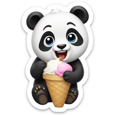 Panda eating ice cream sticker