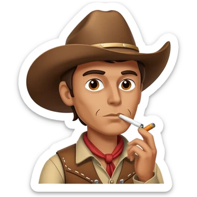 Stern cowboy smoking cigarette sticker