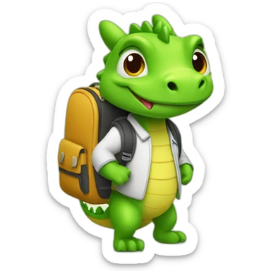 little dragon with school bag sticker