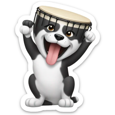 Dog drumming sticker