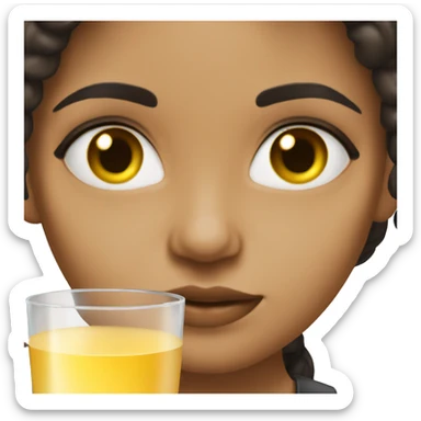 Dark Brunette girl with light skin dark eyes sipping rea sticker