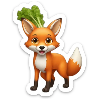 a fox with a carrot in his hand sticker