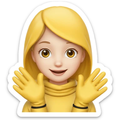 emoji avec oeil jolie bouche nez et  bras avec gant sticker