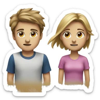 boy and a girl stopped fighting  sticker