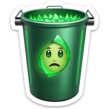 trash bin with lucky aura sticker