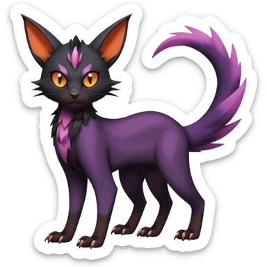Black edgy Noivern-Noibat-Purloin-Torracat-Lykoi-Caracal-cat-Fakemon-fusion-hybrid-creature sticker