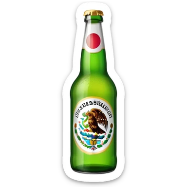Beer bottle with lime wedge and Mexican flag colors sticker