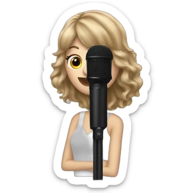 Taylor Swift singing into a black microphone sticker