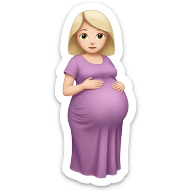 very heavily pregnant overdue lady with large belly  sticker