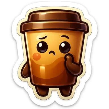 Tall coffee cup, pondering, thinking sticker