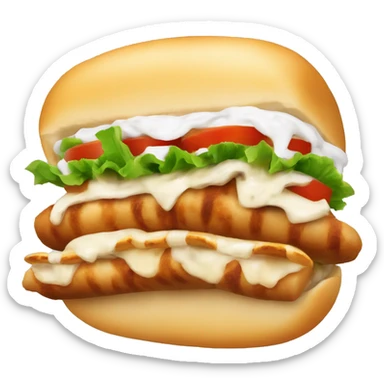 Döner kebab with white sauce in panini bread sticker