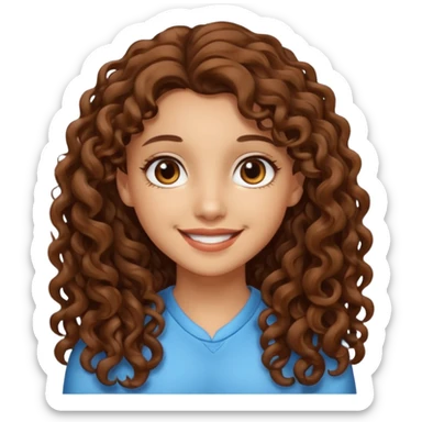 pretty girl brown long hair curly with brown eyes and lightskin  sticker