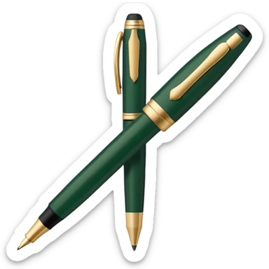 minimalist dark green Parker pen with light beige accents, Apple emoji style, no text sticker