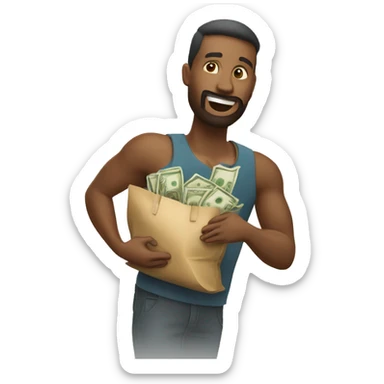 Un ladron robando con una bolsa de dinero en la mano sticker