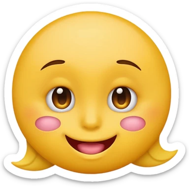 yellow round emoji face biting lip flirty eyes classic emoji look sticker