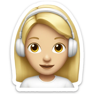 blonde girl with white headphones sticker