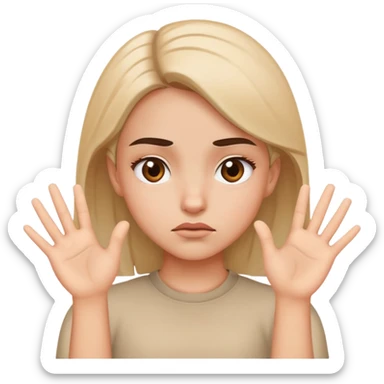 Girl raising eyebrow with her hands saying what sticker