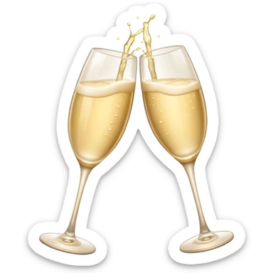 
2 light beige champagne glasses are knocked against each other sticker