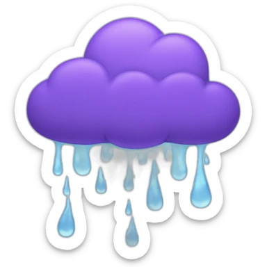 purple cloud with rain sticker