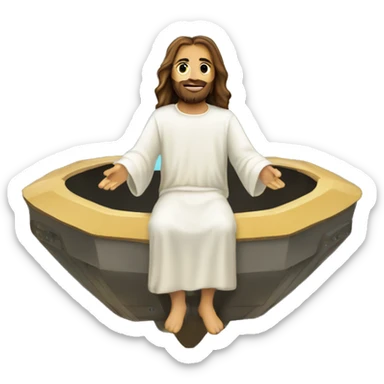 Jesus in a crucifix spaceship sticker