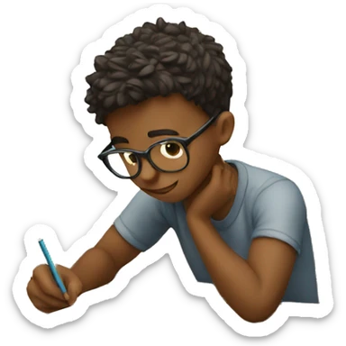 Boy studying sticker