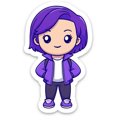 girl with purple hair wearing a cool outfit sticker
