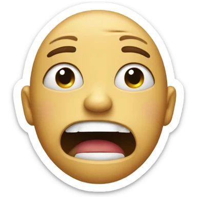 Holding back tears with the mouth of pleading face sticker