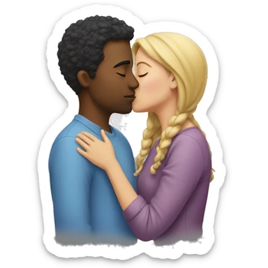 person kissing another person in the forehead sticker