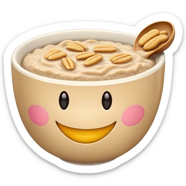 Porridge bowl with smiley and peanut butter sticker