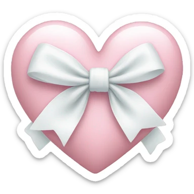 Pastel pink heart with white bow sticker