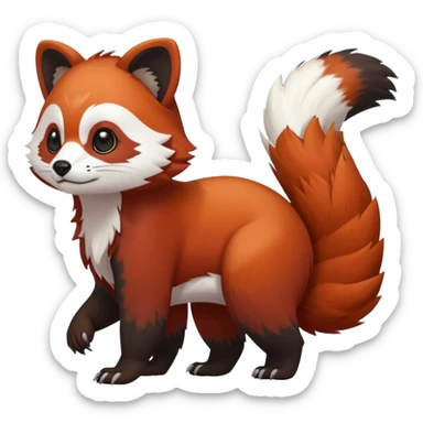 Cute cool white red dark-brown black red-panda-weasel-tanuki-ermine-gryphon-animal hybrid Fakemon full body sticker