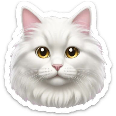 white fluffy cat with light pink bow sticker