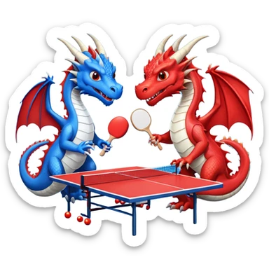 deux dragons qui jouent au ping pong sans la table sticker