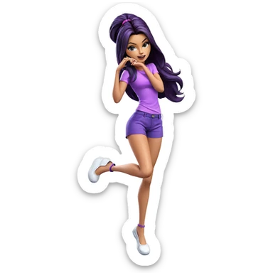 smiling girl in purple outfit sticker
