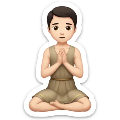Submissive man on knees wearing female clothes dark hair begging sticker