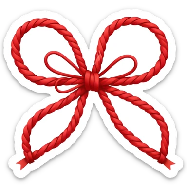 the braided bow like a string with red and white sticker