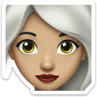 Girl with green eyes black hair eyeliner lipstick red   sticker