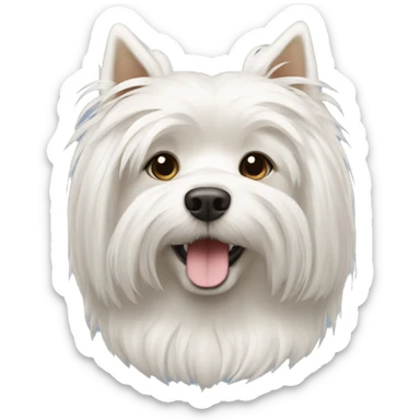 white long hair dog crested malt sticker