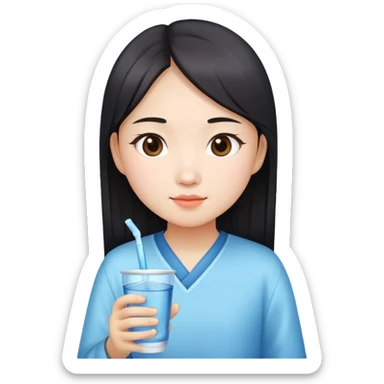 Chinese girl holding a water cup sticker