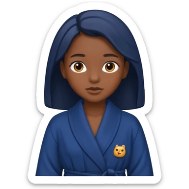 a black girl wearing a navy blue dressing gown  sticker
