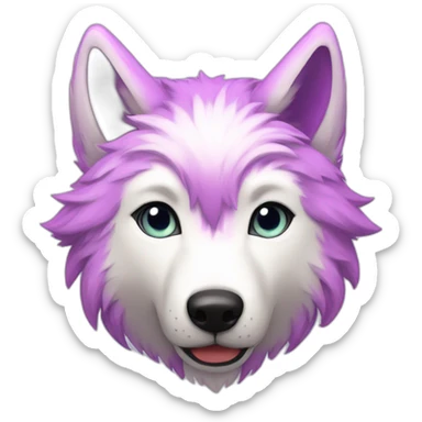 pink white wolf furry purple hair sticker