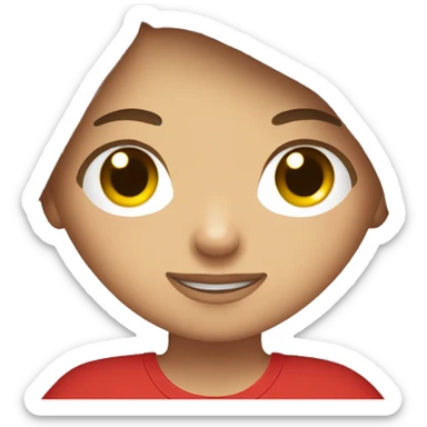 girl with long brown hair, light skin, in scarlet t-shirt, black trousers and with a camera in her hands sticker